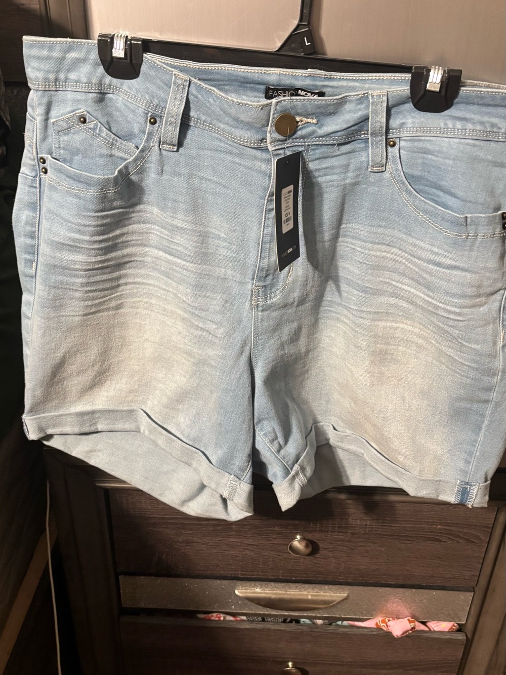 Fashion Nova Light Blue Cuffed Denim Shorts